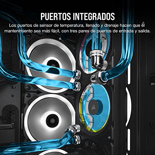 Corsair Hydro X Series XD7 RGB Pack de Bomba/Depósito (Sistema de Placa de Distribución de 360 mm, Bomba PWM D5, Depósito de 140 ml, 36 LED RGB Direccionables Individualmente) Negro