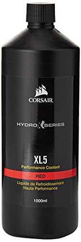 Corsair Hydro X Series, XL5 Refrigerante de rendimiento, 1 l (Color translúcido brillante, Duradero Premezclado Rendimiento, con los Inhibidores Avanzados Anticorrosión y Antibacterias) Rojo