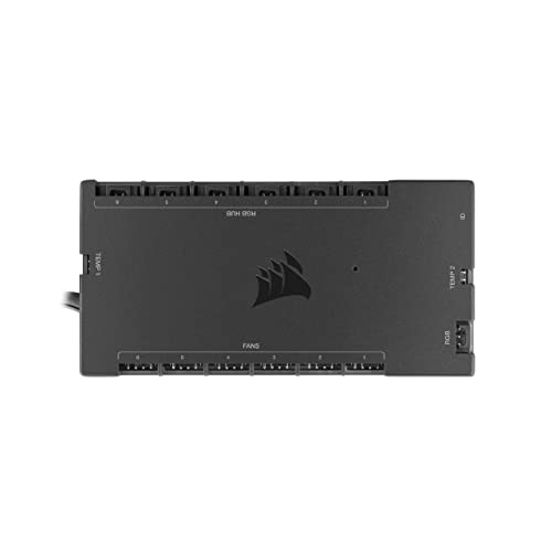 CORSAIR iCUE COMMANDER CORE XT, controlador digital de iluminación RGB y velocidad de ventiladores (Hasta 6 ventiladores PWM y 264 LEDs RGB, Modo cero RPM, Monitoreo temperatura) Negro