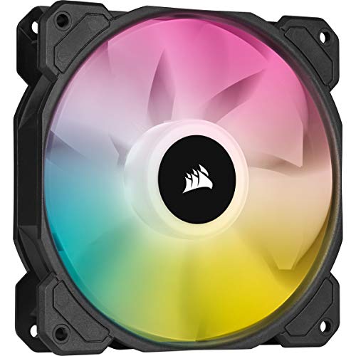 Corsair iCUE SP120 RGB ELITE Ventilador de rendimiento de 120 mm PWM (tecnología CORSAIR AirGuide, ocho LED RGB programables, bajo nivel de ruido de 18 - 26.5 dBA, control PWM, 1500 rpm), negro