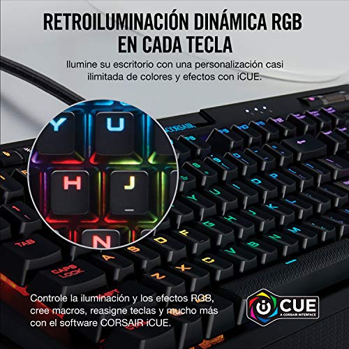 Corsair K70 MK.2 RGB Teclado mecánico Gaming, retroiluminación LED RGB, QWERTY Español, Cherry MX Brown (Táctil y silencioso)