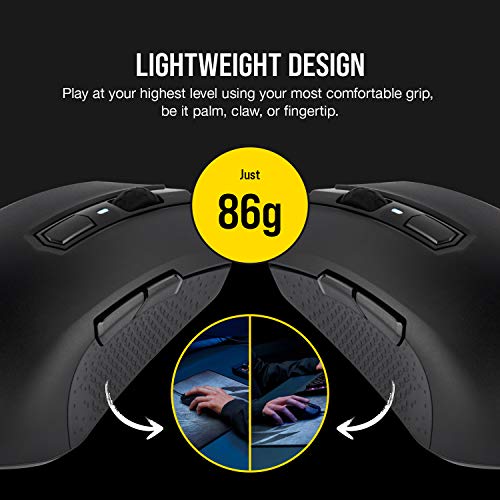 Corsair M55 RGB Pro - Ratón para Videojuegos con Cable, ambidiestro, Mango multigrip, 12.400 dpi, Sensor Ajustable, 8 Botones programables, Color Negro