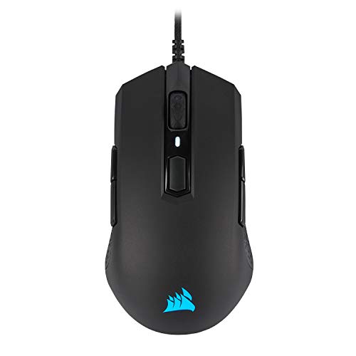 Corsair M55 RGB Pro - Ratón para Videojuegos con Cable, ambidiestro, Mango multigrip, 12.400 dpi, Sensor Ajustable, 8 Botones programables, Color Negro