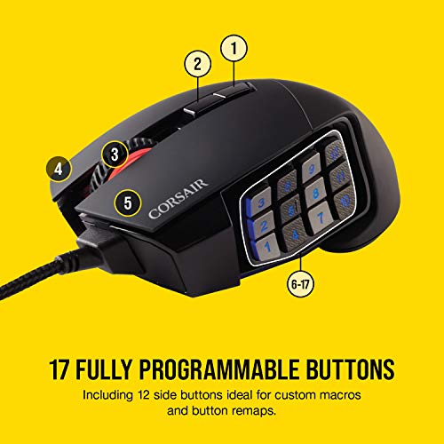 Corsair M65 Pro RGB - Ratón para juegos FPS - Sensor óptico de 12.000 DPI - Botón de francotirador DPI ajustable - Pesos ajustables, color negro
