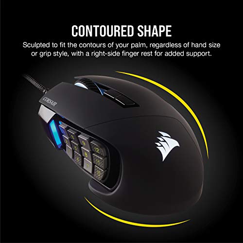 Corsair M65 Pro RGB - Ratón para juegos FPS - Sensor óptico de 12.000 DPI - Botón de francotirador DPI ajustable - Pesos ajustables, color negro