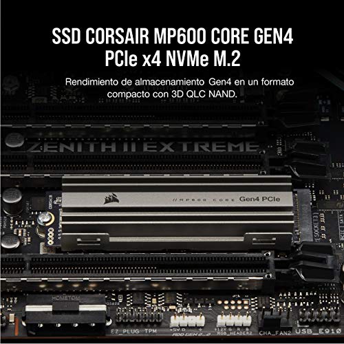 Corsair MP600 Core 1 TB M.2 NVMe PCIe x4 Gen4 SSD, hasta 4.700 MB/s Velocidad de Lectura Secuencial y de Escritura Secuencial 1.950 MB/s, Interfaz Alta Velocidad, 3D QLC NAND, Aluminio