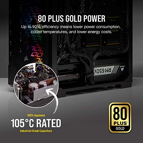 Corsair RM650x unidad de - Fuente de alimentación (650 W, PC, ATX, 80 PLUS Gold, 50 °C, ATX12V v2.4 and EPS 2.92 standards)