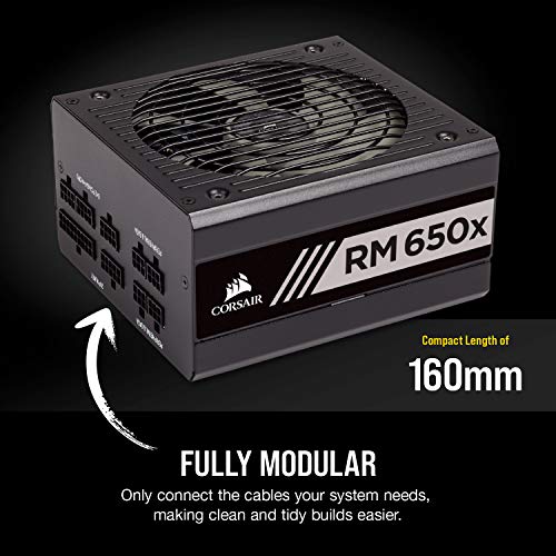Corsair RM650x unidad de - Fuente de alimentación (650 W, PC, ATX, 80 PLUS Gold, 50 °C, ATX12V v2.4 and EPS 2.92 standards)