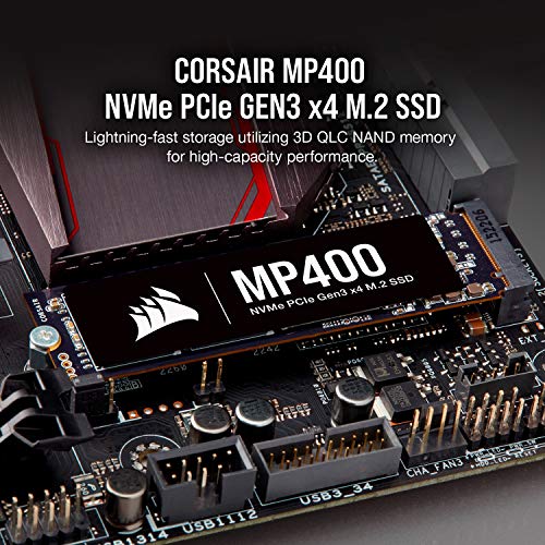 Corsair SSD MP400 M.2 NVMe PCIe x4 Gen3 (velocidades de Lectura secuencial de hasta 3.480 MB/s, velocidades de Escritura de hasta 3.000 MB/s, NAND QLC 3D de Alta Densidad) Negro