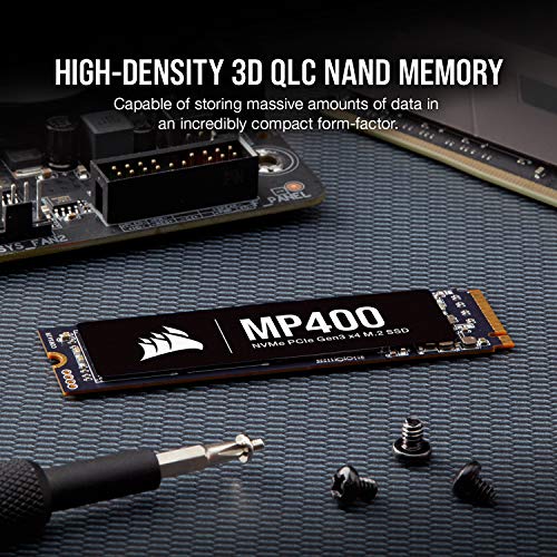 Corsair SSD MP400 M.2 NVMe PCIe x4 Gen3 (velocidades de Lectura secuencial de hasta 3.480 MB/s, velocidades de Escritura de hasta 3.000 MB/s, NAND QLC 3D de Alta Densidad) Negro