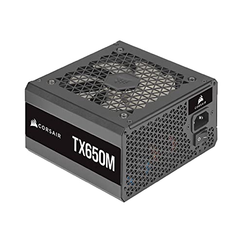 Corsair TX650M (2021), TX-M Series, 650 Watt 80 PLUS Gold Fuente de Alimentación ATX Semimodular y Silenciosa (Funcionamiento Silencioso, Condensadores de 105 °C, Tamaño Compacto) Negro