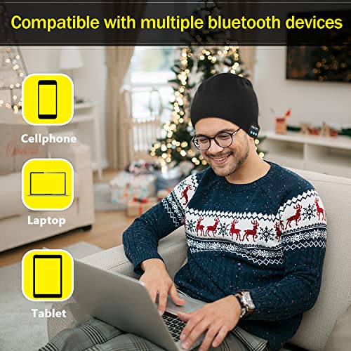 COTOP Gorro Bluetooth 5.0 Regalos originales, regalo para hombres, mujeres, cálido y suave gorro de invierno con música y auriculares inalámbricos estéreo HD para deportes al aire libre