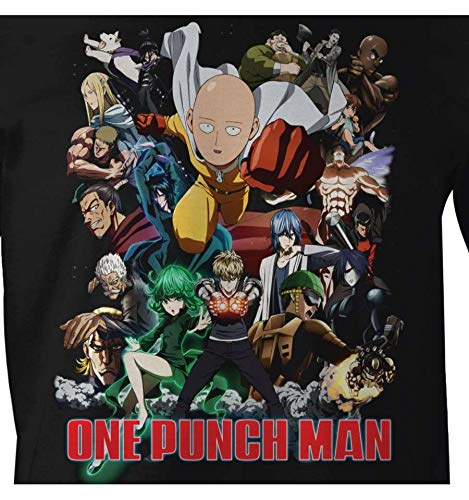 Cotton Division Camiseta One Punch Man Hombre Collage Algodón Negro - XXL