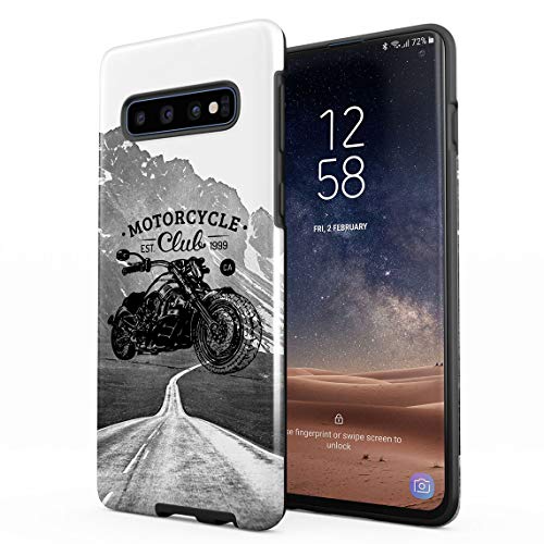 Cover Universe Funda para Samsung Galaxy S10 Chopper Motorcycle Biker Club Mountains, Resistente a los Golpes, Carcasa Dura de PC de 2 Capas + Funda Protectora de Diseño Híbrido de TPU