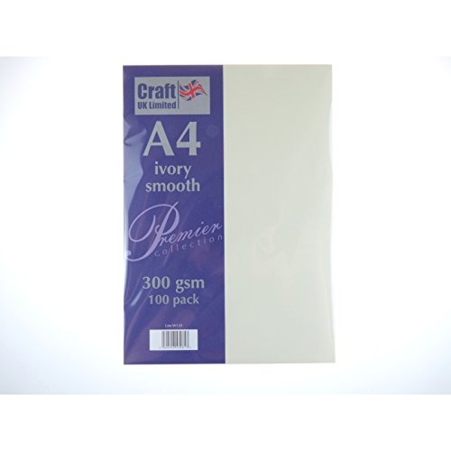 Craft UK A4 Ivory Card, Cartón, Crema, 29.6 x 21 x 0.1 cm