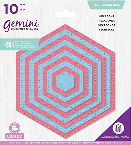 Crafter's Companion GEM-MD-MM-Hexa Gemini Medios Multi Mueren Matrices Patchwork Hexágonos, Bronze, 1" to 5.5"