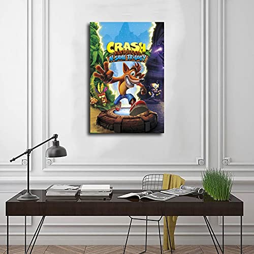 Crash Bandicoot Game 4 - Póster de lona para decoración de la sala de estar, dormitorio, 60 x 90 cm