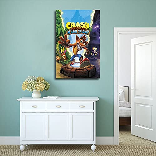 Crash Bandicoot Game 4 - Póster de lona para decoración de la sala de estar, dormitorio, 60 x 90 cm