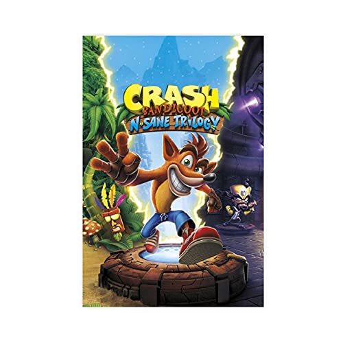 Crash Bandicoot Game 4 - Póster de lona para decoración de la sala de estar, dormitorio, 60 x 90 cm