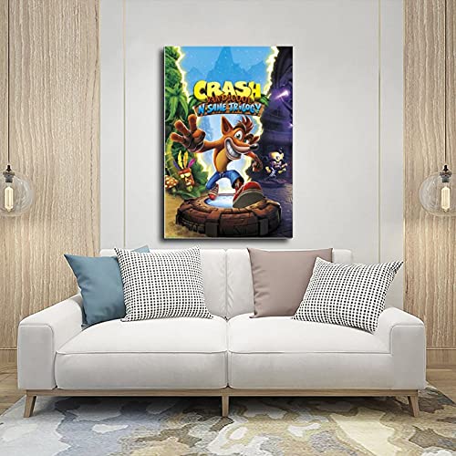 Crash Bandicoot Game 4 - Póster de lona para decoración de la sala de estar, dormitorio, 60 x 90 cm