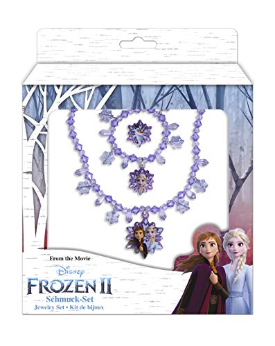 Craze - Kit Joyas Para Niñas Frozen 2, Conjunto Accesorios Collar, Anillo Y Pulsera Niña, Diseño Collares, Anillos Y Pulseras Princesas Disney, Morado, Azul