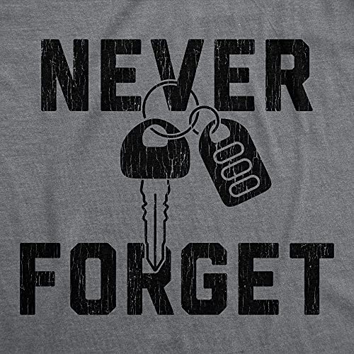 Crazy Dog Tshirts - Mens Never Forget Keys Tshirt Funny Sarcastic Forgetful Absent Minded Lost Car Keys tee (Dark Heather Grey) - S - Camiseta Divertidas