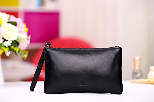 Cronus & Rhea - Bolso de Cuero (Arion) - Embrague Bolso de Mano Bolso de Noche Funda Smartphone - Con Caja de Regalo - Señoras (Negro)