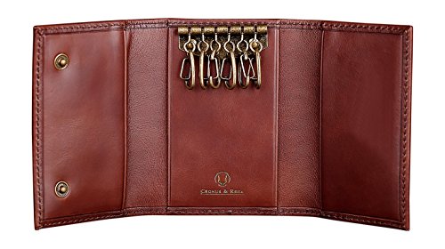 Cronus y Rhea® | Luxury Key Case Exclusive Leather (Janus) | Llavero | Cuero Real | con Elegante Caja de Regalo | Hombres - Mujeres (Marrón Oscuro)