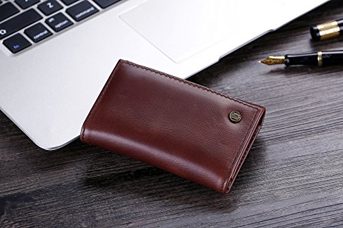 Cronus y Rhea® | Luxury Key Case Exclusive Leather (Janus) | Llavero | Cuero Real | con Elegante Caja de Regalo | Hombres - Mujeres (Marrón Oscuro)