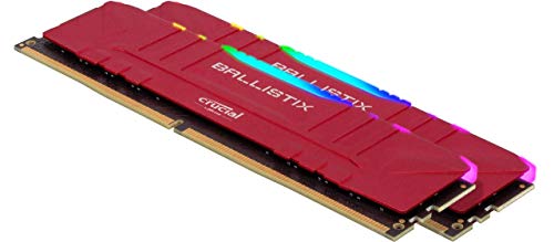 Crucial BL2K8G36C16U4RL Ballistix RGB - Memoria Gamer para ordenadores de sobremesa, 3600 MHz, DDR4, DRAM, 16GB (8GBx2), CL16, Rojo