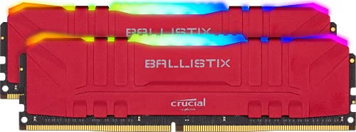 Crucial BL2K8G36C16U4RL Ballistix RGB - Memoria Gamer para ordenadores de sobremesa, 3600 MHz, DDR4, DRAM, 16GB (8GBx2), CL16, Rojo