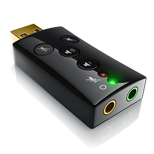 CSL - Tarjeta de Sonido Externa 7.1 USB - Surround Sound 3D dinámico - Incl. Botones de función - Plug & Play - Salida Audio y Entrada micrófono Jack 3,5mm - para portátil PC Mac