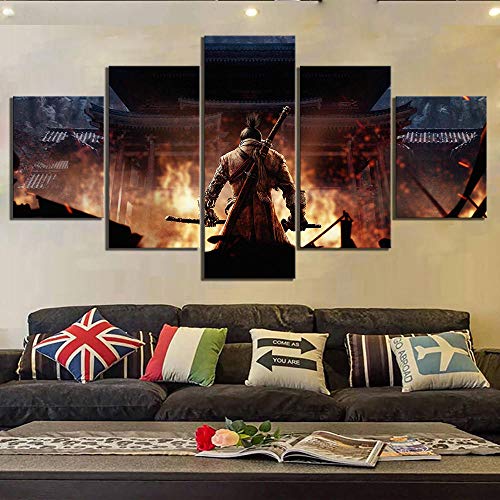Cuadro En Lienzo Decoracion 5 Piezas Hd Imagen Impresiones En Lienzo Sekiro Shadows Die Twice Game Lienzo Grandes Xxl Murales Pared 5 Paneles De Pinturas De Obras De Arte Moderno