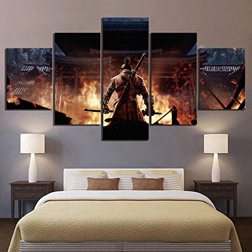 Cuadro En Lienzo Decoracion 5 Piezas Hd Imagen Impresiones En Lienzo Sekiro Shadows Die Twice Game Lienzo Grandes Xxl Murales Pared 5 Paneles De Pinturas De Obras De Arte Moderno