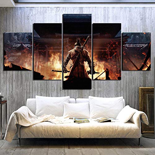 Cuadro En Lienzo Decoracion 5 Piezas Hd Imagen Impresiones En Lienzo Sekiro Shadows Die Twice Game Lienzo Grandes Xxl Murales Pared 5 Paneles De Pinturas De Obras De Arte Moderno