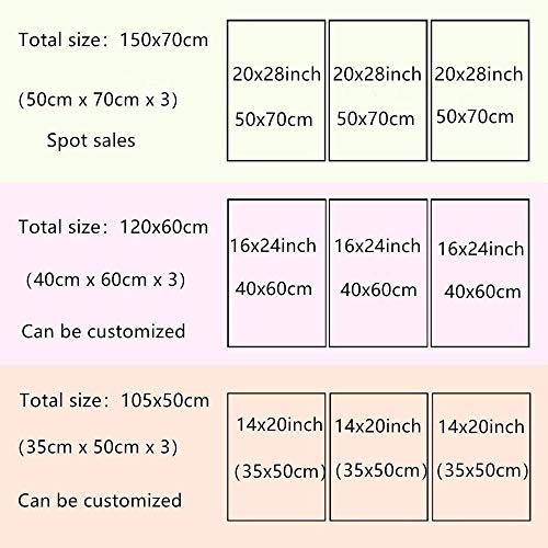 Cuadro sobre Lienzo 3 Piezas Gran Noche De Paisaje Urbano Junto Al Río Cuadros En Lienzo 3 Hojas Pintura De Arte De Pared Modular De 3 Piezas De La Sala Dormitorio De Estar-50X70Cmx3 Piezas