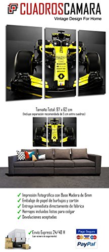 Cuadros Cámara Cuadro Fotográfico Formula 1 Coches, Renault R.S.18, Renault F12018, Carlos Sainz, Nico Hulkenberg, Multicolor, 97 x 62 cm XXL