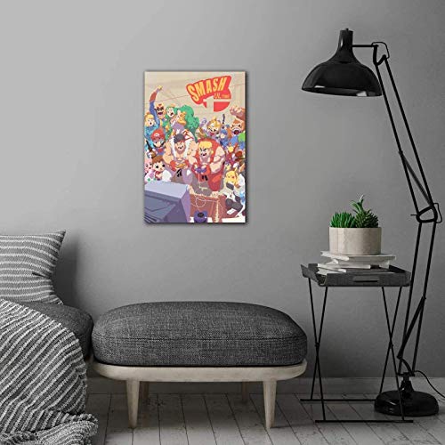 cuadros decoracioncuadroslienzowall art|60x90cm|Frameloos Super Smash Bros Ultimate ed Video Game Mario Pikachu Dorm for Boy Girls Room