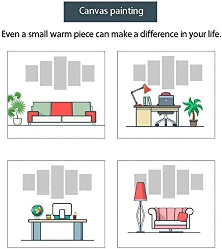 Cuadros en Lienzo,Modular Decoración De Pared Póster,5 Piezas Cuadro, Tenerife Playa Negra en españa,Pinturas Al Óleo, con Marco,Regalo Creativo del Hogar