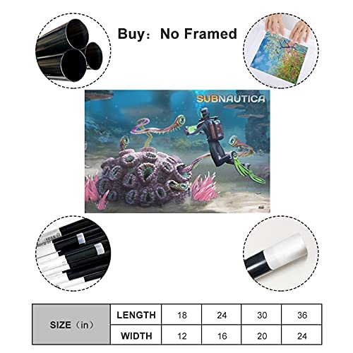 Cubierta clásica para juegos de Subnautica 3 Póster de lona para dormitorio, deportes, paisaje, decoración de habitación, regalo Unframe: 40 x 60 cm