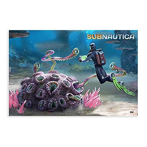 Cubierta clásica para juegos de Subnautica 3 Póster de lona para dormitorio, deportes, paisaje, decoración de habitación, regalo Unframe: 40 x 60 cm