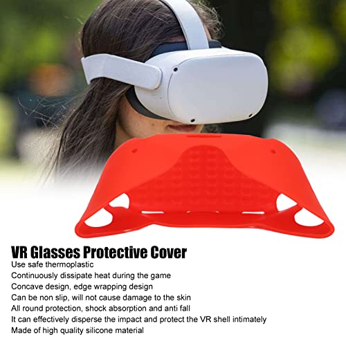 Cubierta De Lente De Silicona para Gafas VR, Cubierta Protectora De VR Lavable Antiarañazos A Prueba De Colisiones para Oculus Quest 2(Rojo)