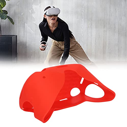 Cubierta De Lente De Silicona para Gafas VR, Cubierta Protectora De VR Lavable Antiarañazos A Prueba De Colisiones para Oculus Quest 2(Rojo)