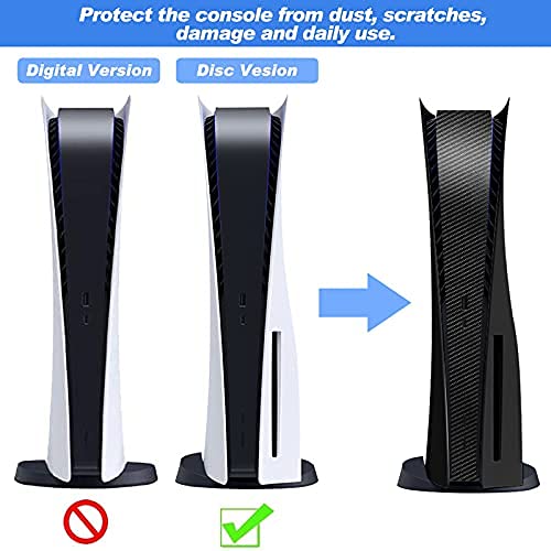 Cubierta de Placa para PS5 [con Adhesivo], Placas Laterales duras en Ambos Lados Placa de Repuesto para PS5, Placa Negra a los arañazos Frontales para la versión de Disco de PS5(Midnight Black)