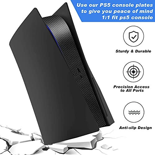 Cubierta de Placa para PS5 [con Adhesivo], Placas Laterales duras en Ambos Lados Placa de Repuesto para PS5, Placa Negra a los arañazos Frontales para la versión de Disco de PS5(Midnight Black)