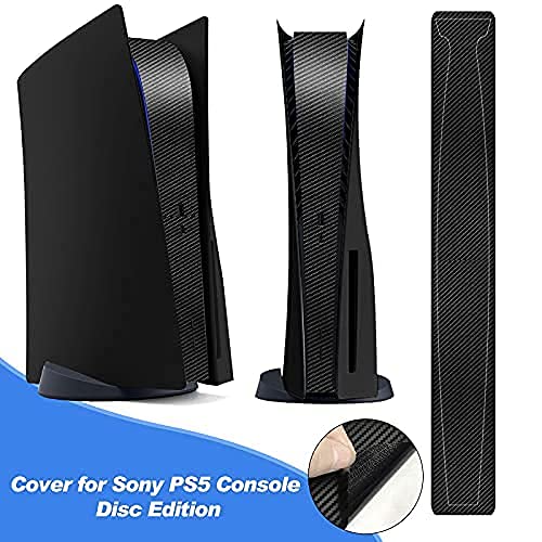 Cubierta de Placa para PS5 [con Adhesivo], Placas Laterales duras en Ambos Lados Placa de Repuesto para PS5, Placa Negra a los arañazos Frontales para la versión de Disco de PS5(Midnight Black)