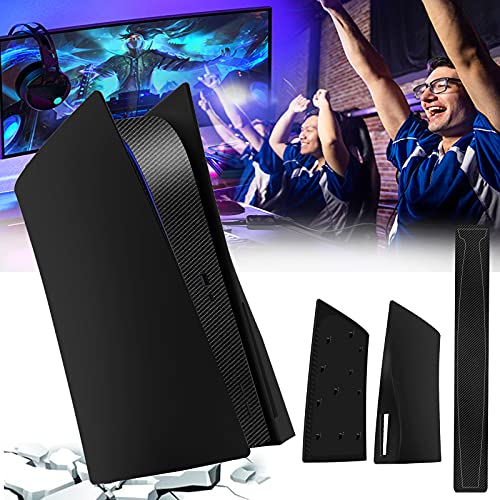 Cubierta de Placa para PS5 [con Adhesivo], Placas Laterales duras en Ambos Lados Placa de Repuesto para PS5, Placa Negra a los arañazos Frontales para la versión de Disco de PS5(Midnight Black)