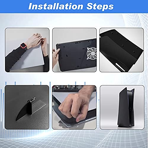 Cubierta de Placa para PS5 [con Adhesivo], Placas Laterales duras en Ambos Lados Placa de Repuesto para PS5, Placa Negra a los arañazos Frontales para la versión de Disco de PS5(Midnight Black)