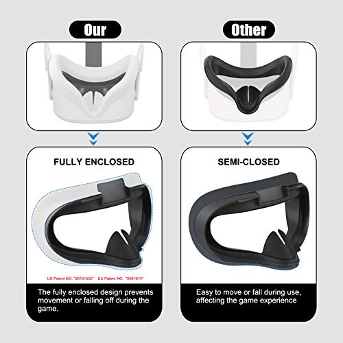 Cubierta Facial de Silicona VR para Auriculares Oculus Quest 2 VR Reemplazo Impermeable a Prueba de Sudor Almohadillas Faciales Accesorios de Oculus Quest 2 (Gris)