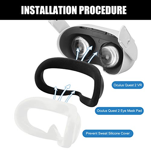 Cubierta Facial de Silicona VR para Auriculares Oculus Quest 2 VR Reemplazo Impermeable a Prueba de Sudor Almohadillas Faciales Accesorios de Oculus Quest 2 (Gris)